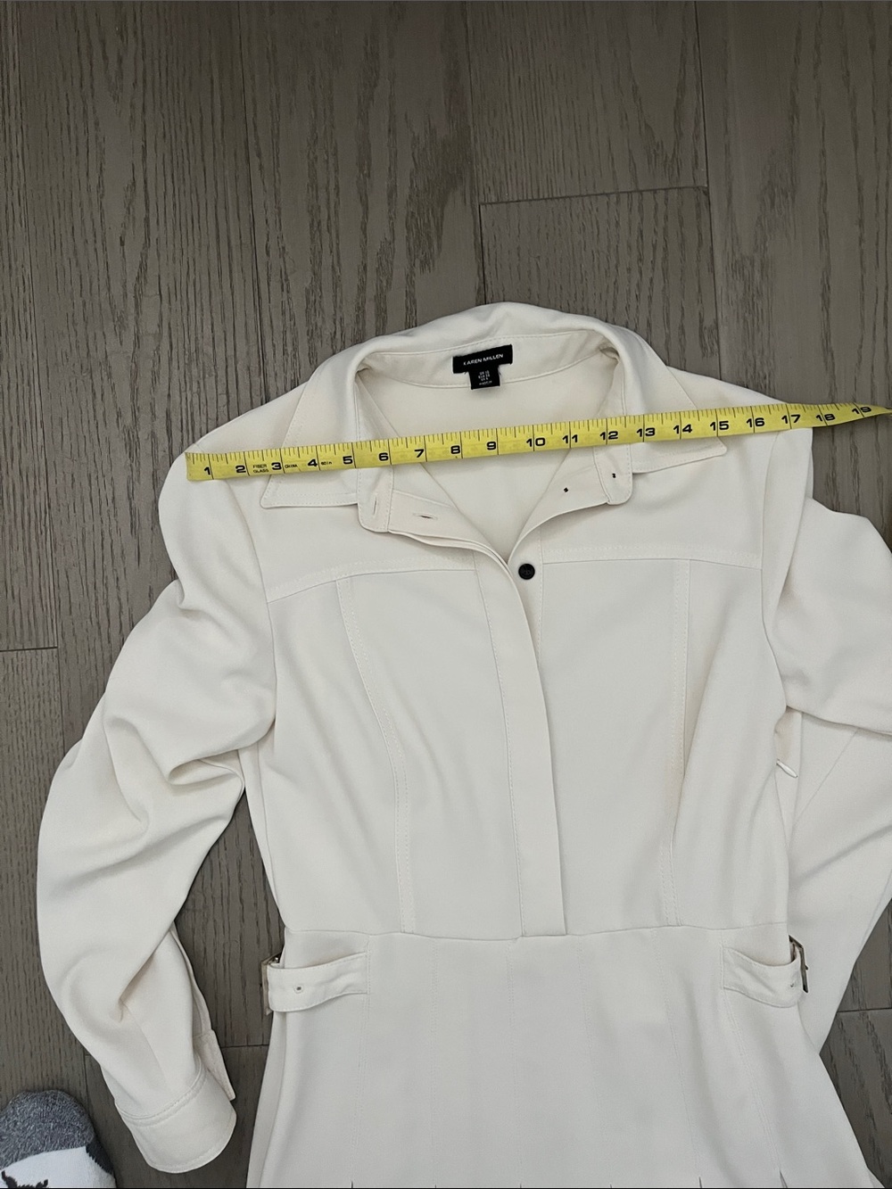 Karen Millen Tailor Crepe Pleated Midi Shirt Dress 6 Old Money - Picture 8 of 8